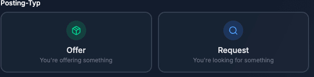 Posting types: Offer and Request